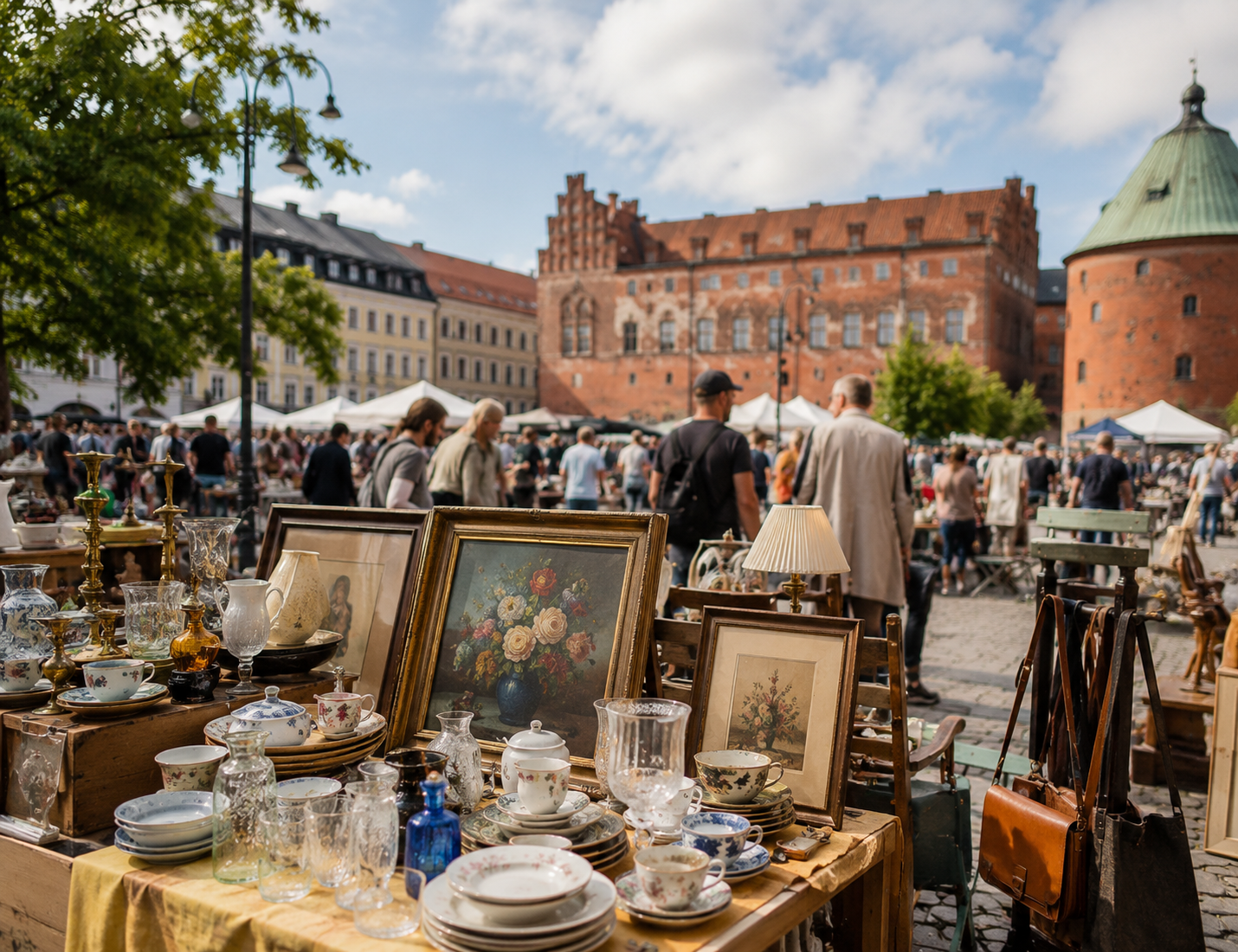 Flea-market stall with antiques