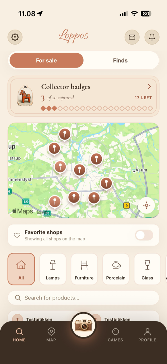 Loppos app screen